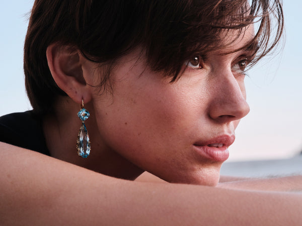 Ileana Makri Double Crown Drops Blue Topaz