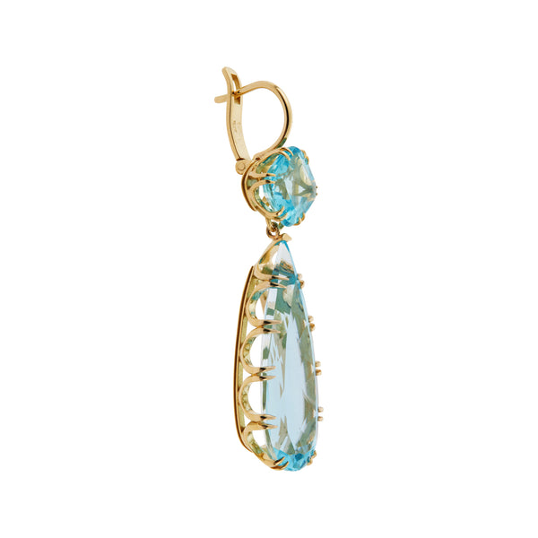 Ileana Makri Double Crown Drops Blue Topaz