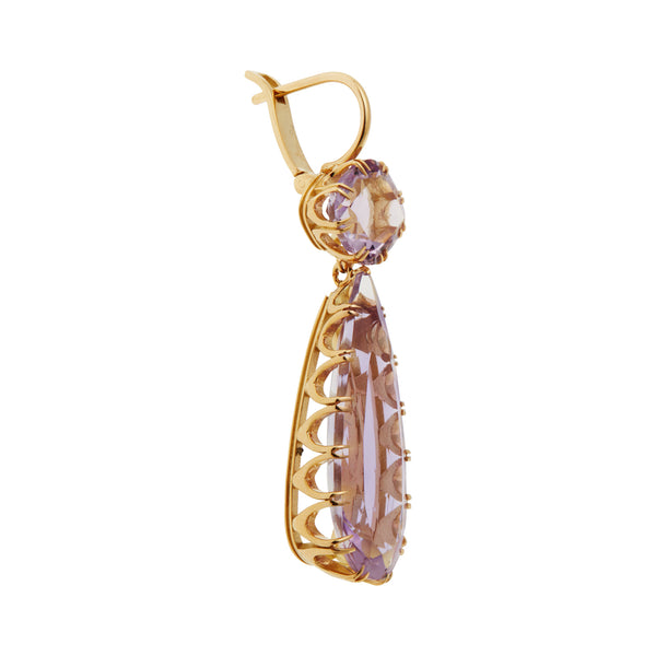 Ileana Makri Double Crown Drops Pink Amethyst