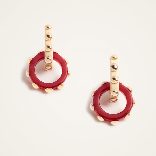 Ileana Makri Double Hoop Earrings Solid Burgundy