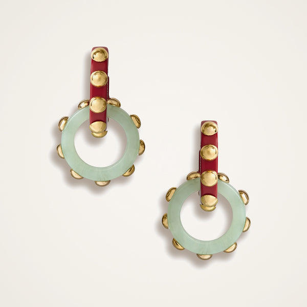 Ileana Makri Double Hoop Earrings Solid Mint