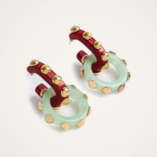 ileana makri Double Hoop Earrings Solid Mint