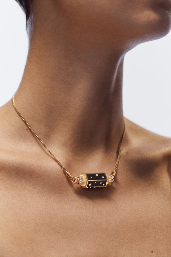 Ileana Makri Ebony Dot Locket Necklace (37cm)