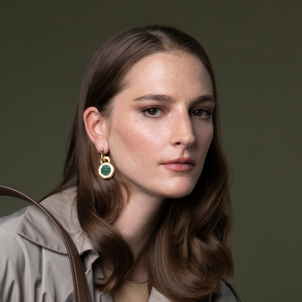 Ileana Makri Emerald Caviar Earrings Large