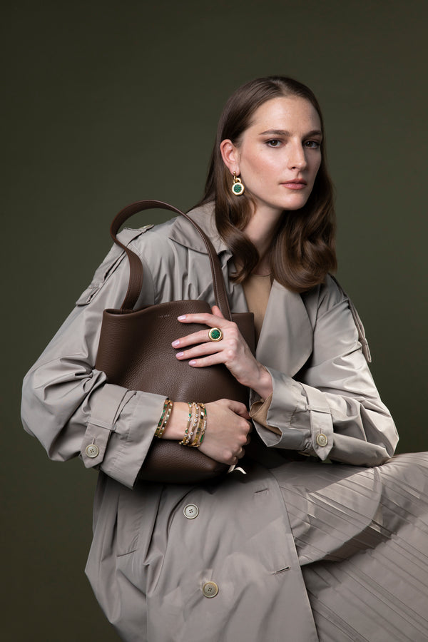 Ileana Makri Emerald Caviar Earrings Large