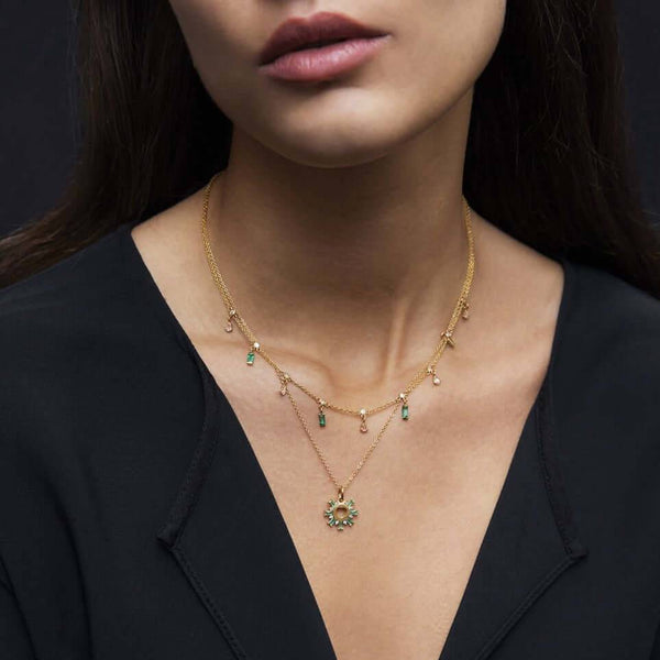 Ileana Makri Emerald Drops Necklace Y14-D-EM