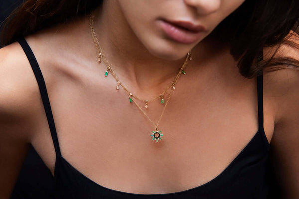 Ileana Makri Emerald Drops Necklace Y14-D-EM