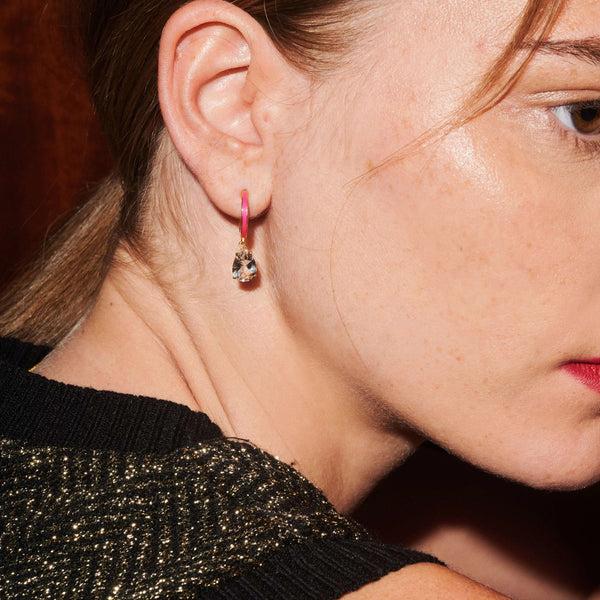 Ileana Makri Enamel And White Topaz Hoops