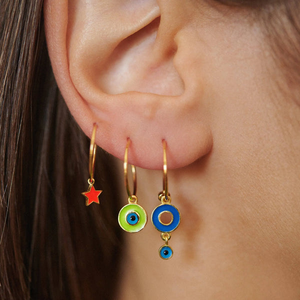 Ileana Makri Enamel Drop Eye Slim Hoops