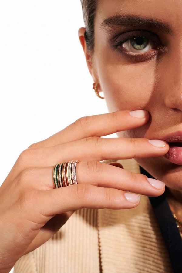 Ileana Makri Enamel Thread Band Y-D-Green