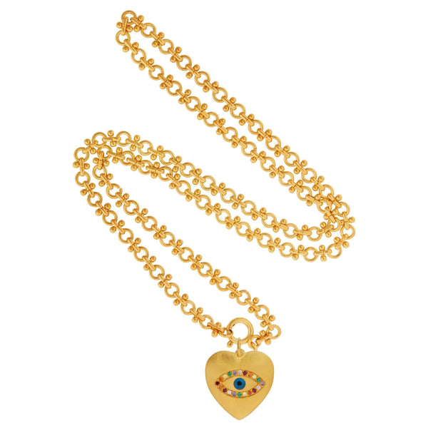 Ileana Makri Eye Heart Rainbow Necklace