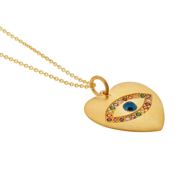 Ileana Makri Eye Heart Rainbow Necklace