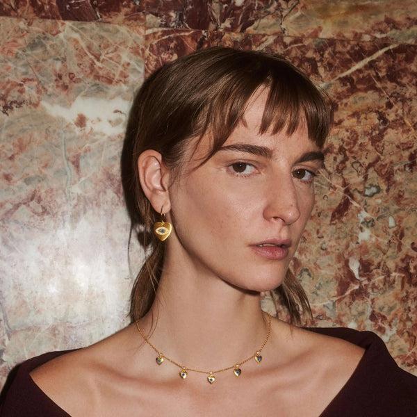 Ileana Makri Eye Heart Rainbow Slim Hoops