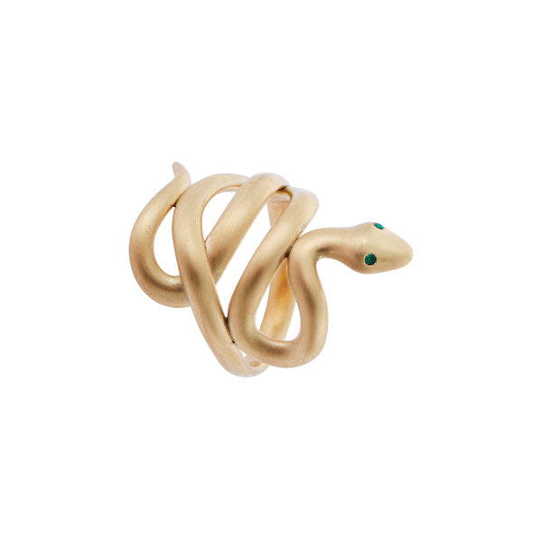Ileana Makri Gold Satin Coiled Snake Ring