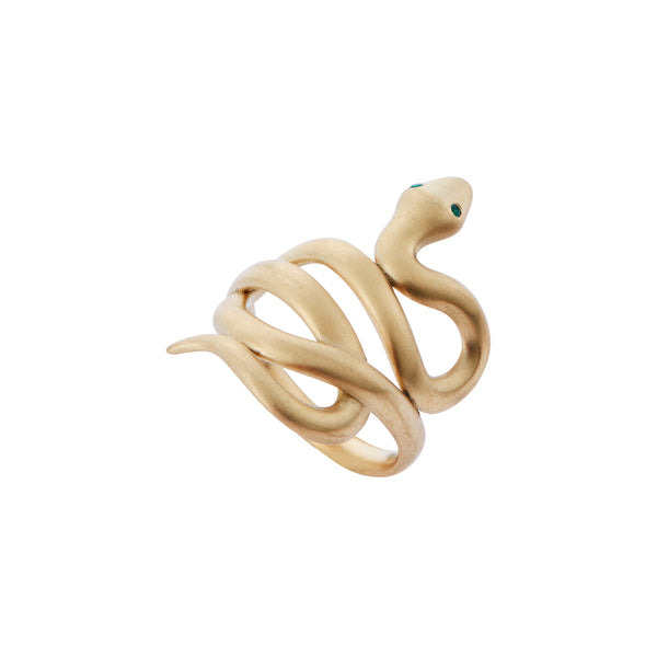 Ileana Makri Gold Satin Coiled Snake Ring