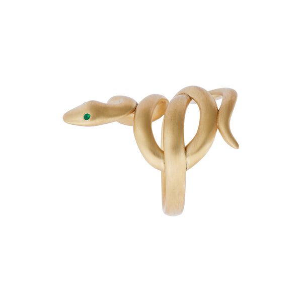 Ileana Makri Gold Satin Coiled Snake Ring