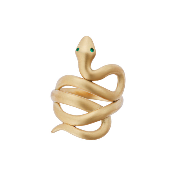 ileana makri Gold Satin Coiled Snake Ring