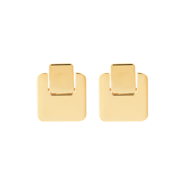 ileana makri Golden Tile Statament Studs