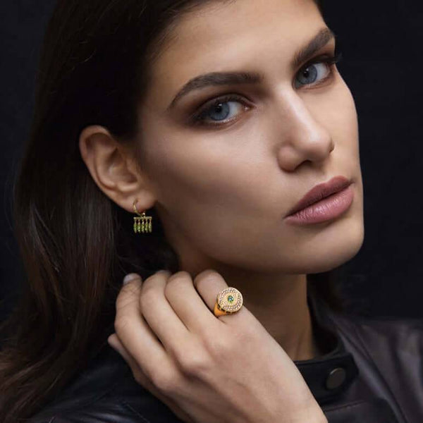 Ileana Makri Grass Dewdrops Hoops Y-TS