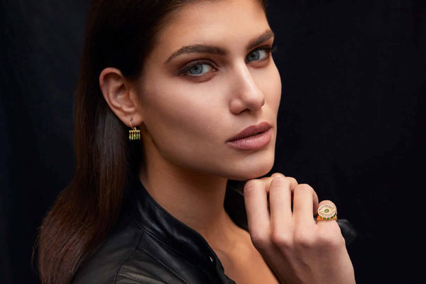 Ileana Makri Grass Dewdrops Hoops Y-TS