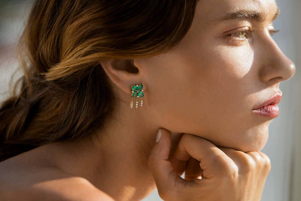 Ileana Makri Grass Lilly Earrings Y-D-EM