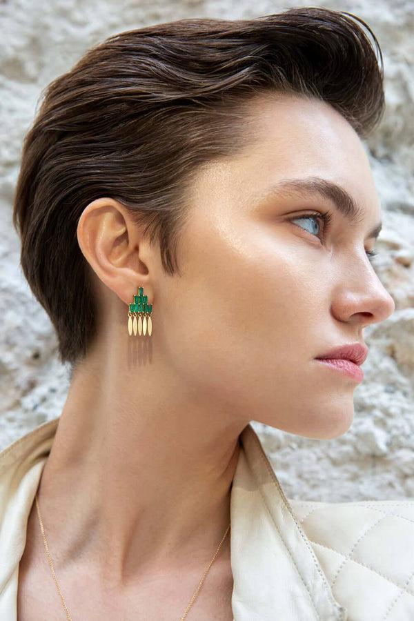 Ileana Makri Grass Mini Spike Earrings Y-EM