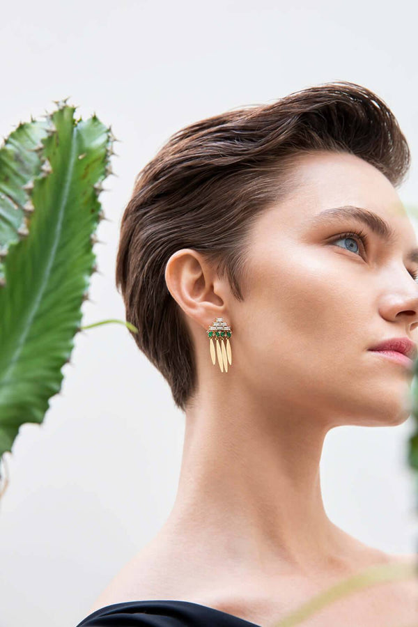 Ileana Makri Grass Spike Earrings Y-D-EM
