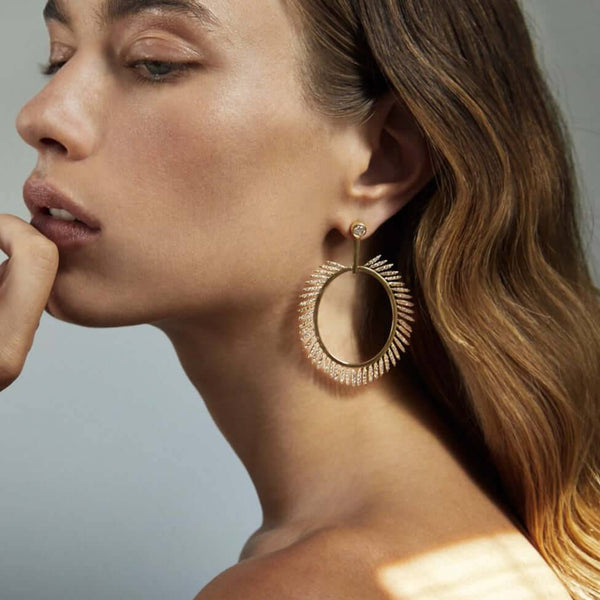 Ileana Makri Grass Sunny Diamond Earrings Y-LCHD