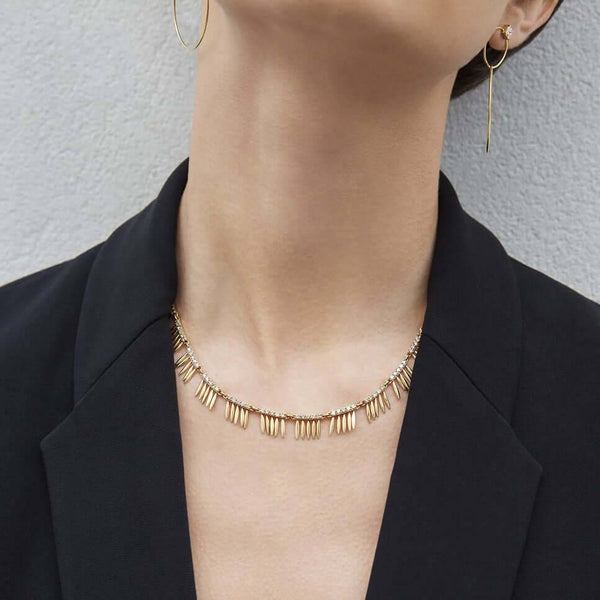 Ileana Makri Grass Sunny Leaves Necklace Υ-Lchd