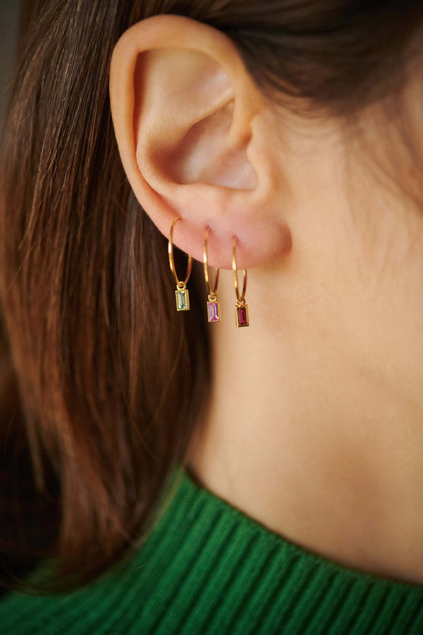 Ileana Makri Green Baguette Sapphire Hoops