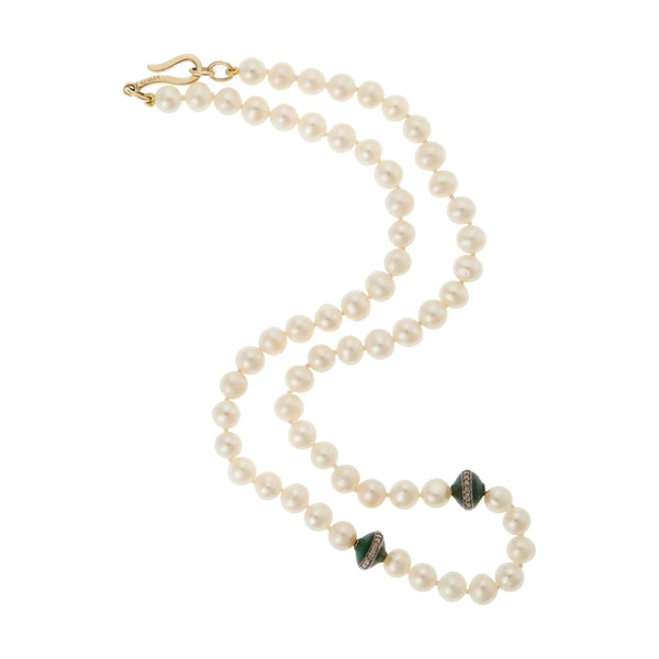 ileana makri Green Enamel & Pearl Necklace (42cm)