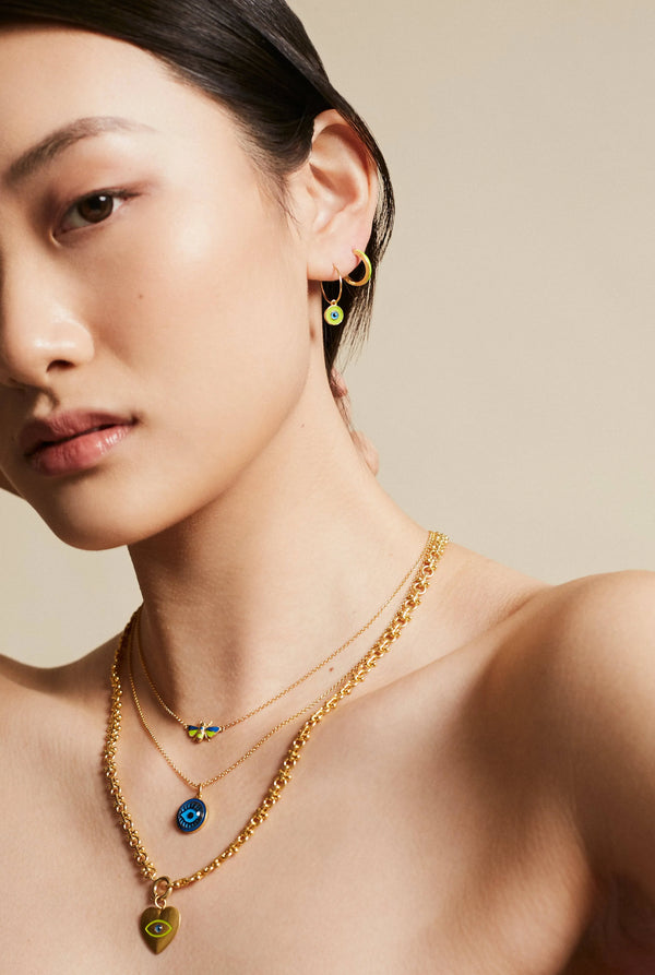 Ileana Makri Green & Pink Bee Necklace