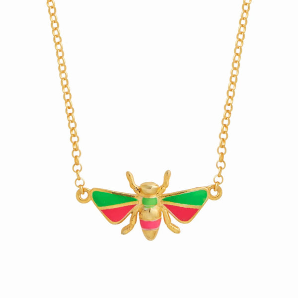 ileana makri Green & Pink Bee Necklace