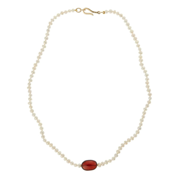 Ileana Makri Hessonite Pearl Necklace (45cm)