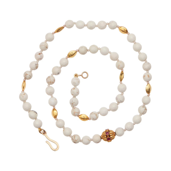 Ileana Makri Howlite And Gold Beaded Necklace (47cm)