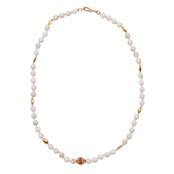 ileana makri Howlite and Gold Beaded Necklace (47cm)