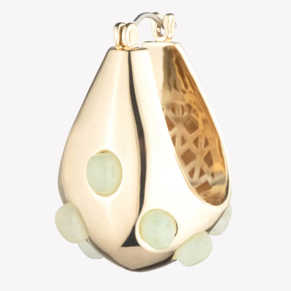 Ileana Makri Inlaid Cabochon Jade Teardrop Hoops