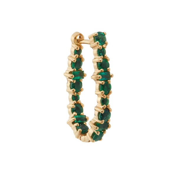 Ileana Makri Inside Out Rivulet Emerald Oval Hoops