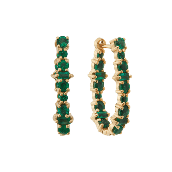 ileana makri Inside Out Rivulet Emerald Oval Hoops