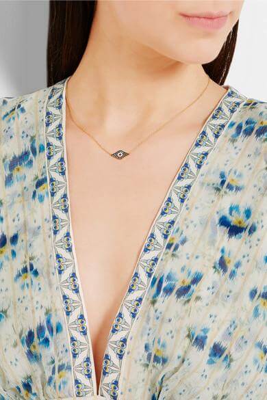 Ileana Makri Kitten Eye Necklace - Green
