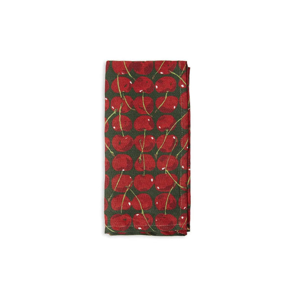 Ileana Makri Large Napkins Cherries Verde (Set Of 6)