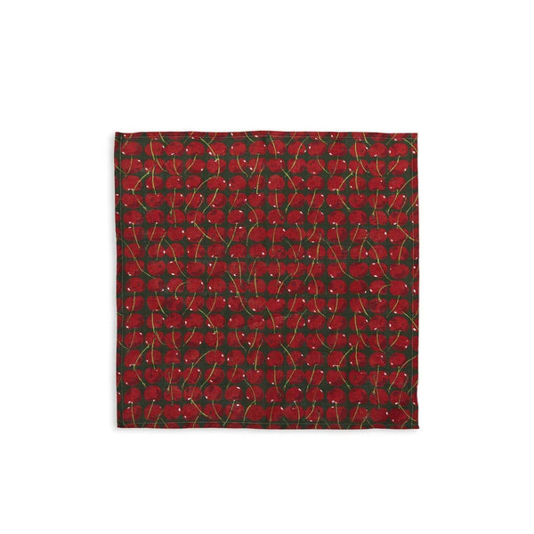 Ileana Makri Large Napkins Cherries Verde (Set Of 6)