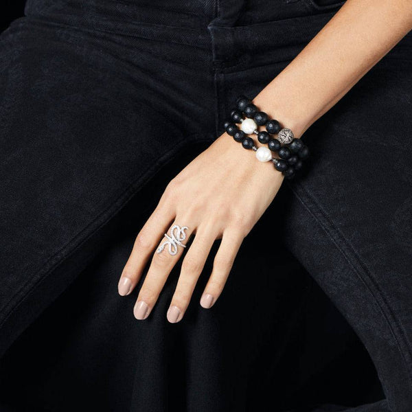 Ileana Makri Large Onyx & White Pearl Bracelet 28