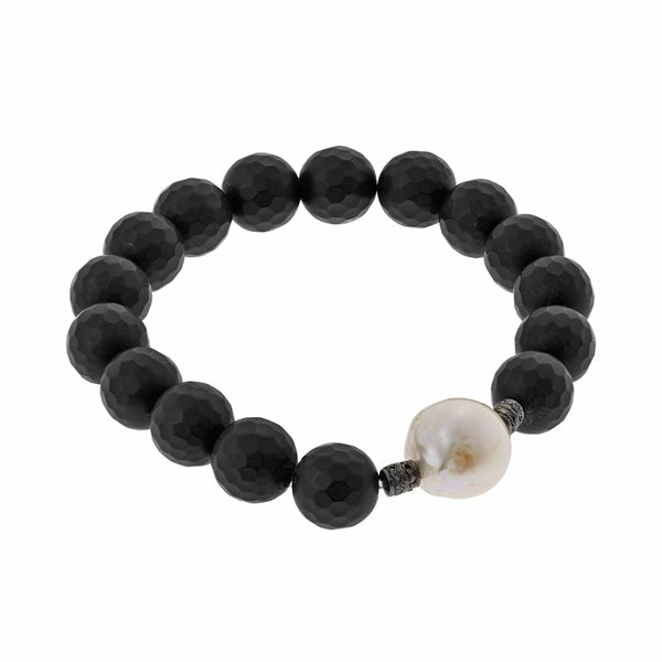 Ileana Makri Large Onyx & White Pearl Bracelet 28