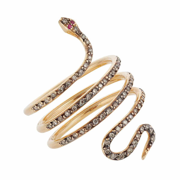 Ileana Makri Large Single Python Ring P-Chd-Ru