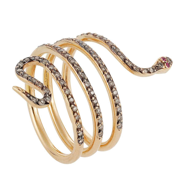 Ileana Makri Large Single Python Ring P-Chd-Ru