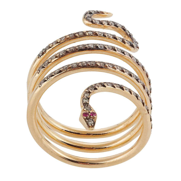 Ileana Makri Large Single Python Ring P-Chd-Ru