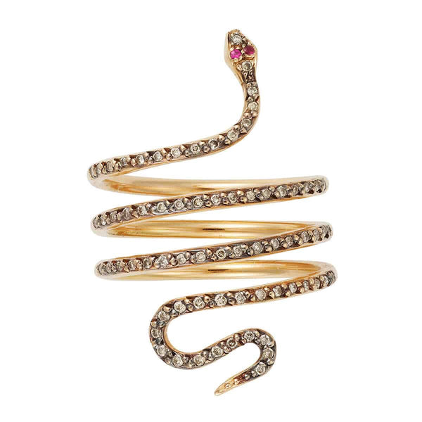 ileana makri Large Single Python Ring P-Chd-Ru