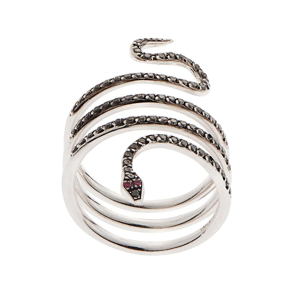 Ileana Makri Large Single Python Ring W-Bd-Ru