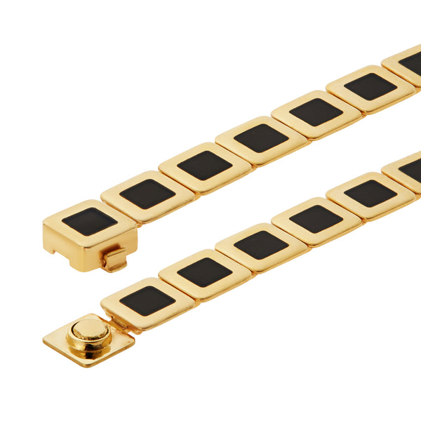 Ileana Makri Large Tile Bracelet Black Enamel